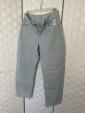 Old Navy Light Blue Pinstripe Barrel-Leg Jeans